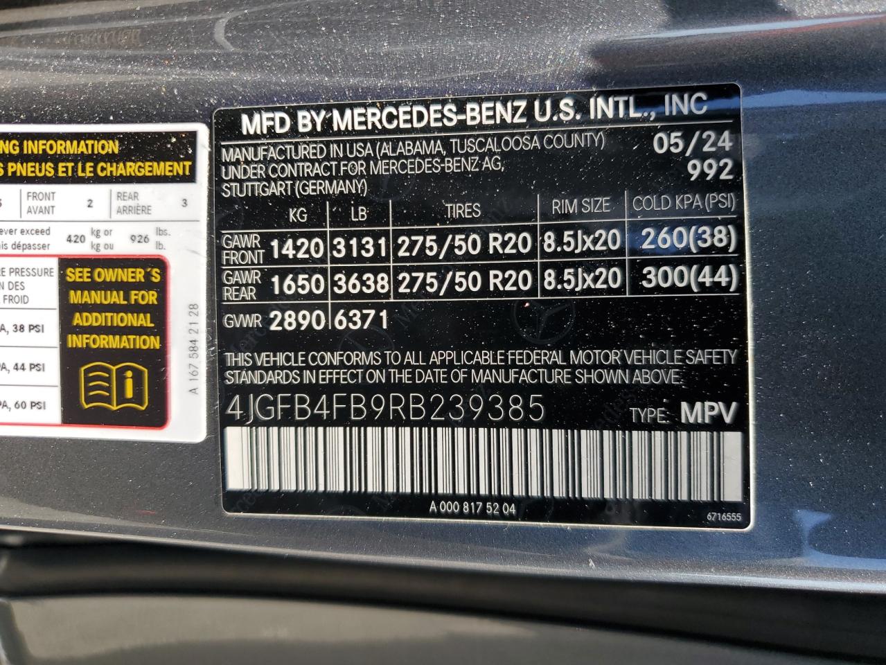 2024 Mercedes-Benz Gle 350 4Matic VIN: 4JGFB4FB9RB239385 Lot: 67261325