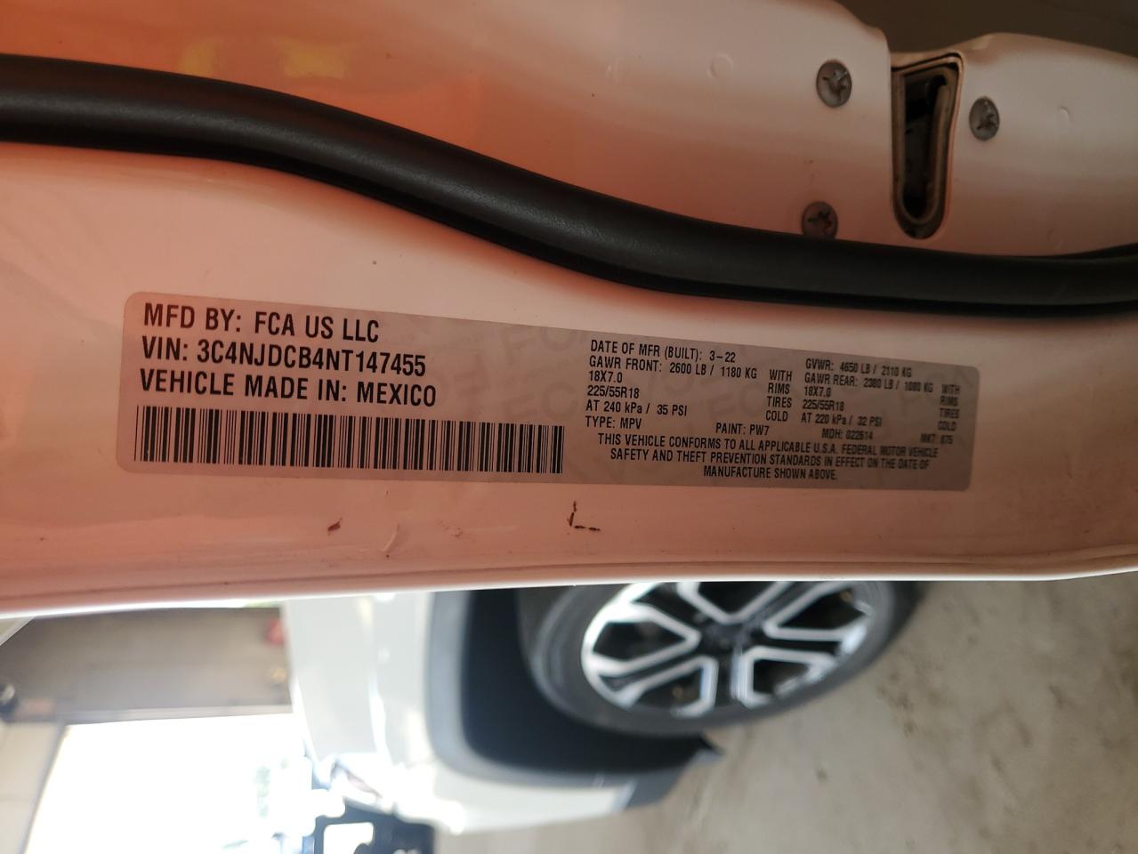 2022 Jeep Compass Limited VIN: 3C4NJDCB4NT147455 Lot: 69067485