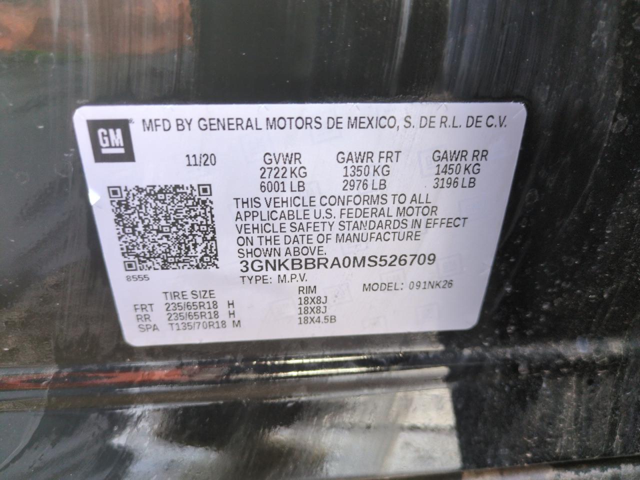 2021 Chevrolet Blazer 1Lt VIN: 3GNKBBRA0MS526709 Lot: 68381285