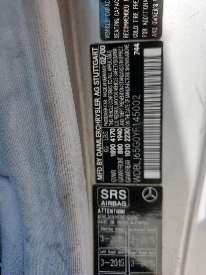 2000 Mercedes-Benz Clk 320 VIN: WDBLJ65G0YF145002 Lot: 67403445