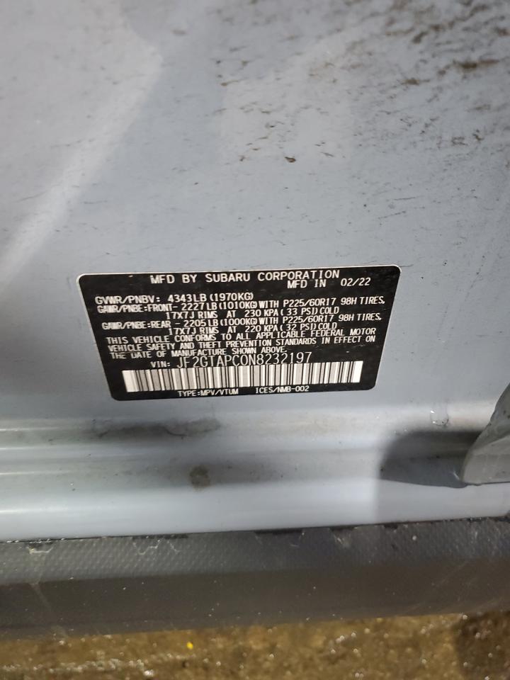 2022 Subaru Crosstrek Premium VIN: JF2GTAPC0N8232197 Lot: 69455795