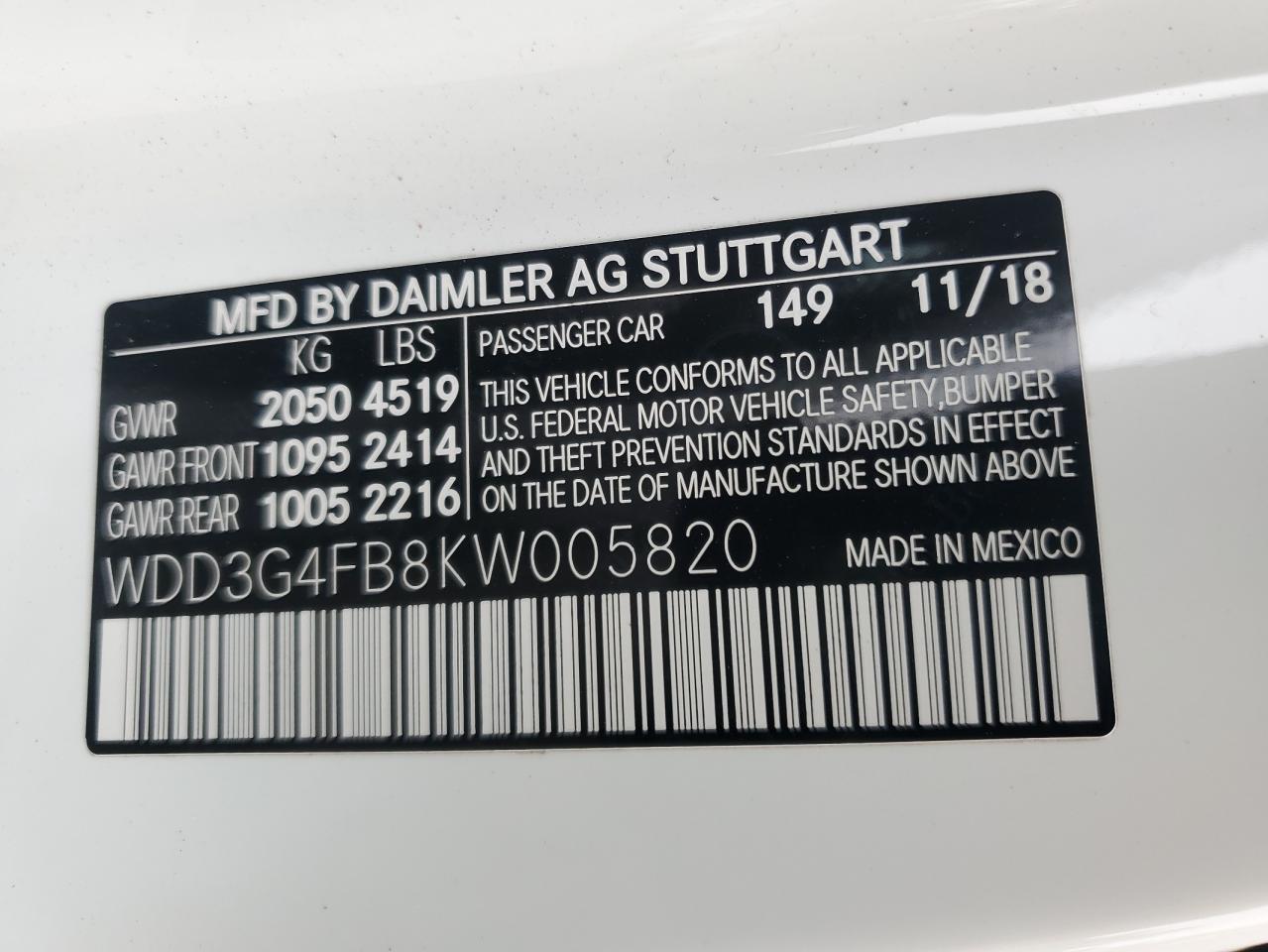 2019 Mercedes-Benz A 220 4Matic VIN: WDD3G4FB8KW005820 Lot: 68369405