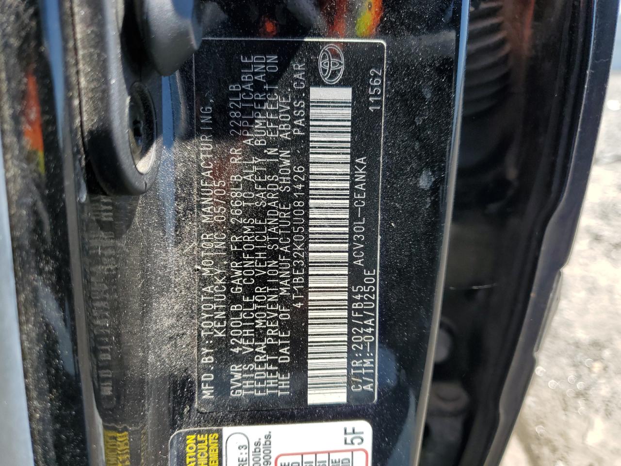 2005 Toyota Camry Le VIN: 4T1BE32K05U081426 Lot: 68778635