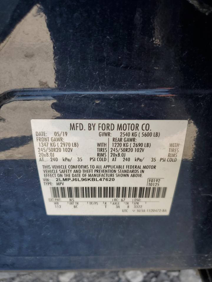 2019 Lincoln Nautilus Reserve VIN: 2LMPJ6L96KBL47620 Lot: 68819235