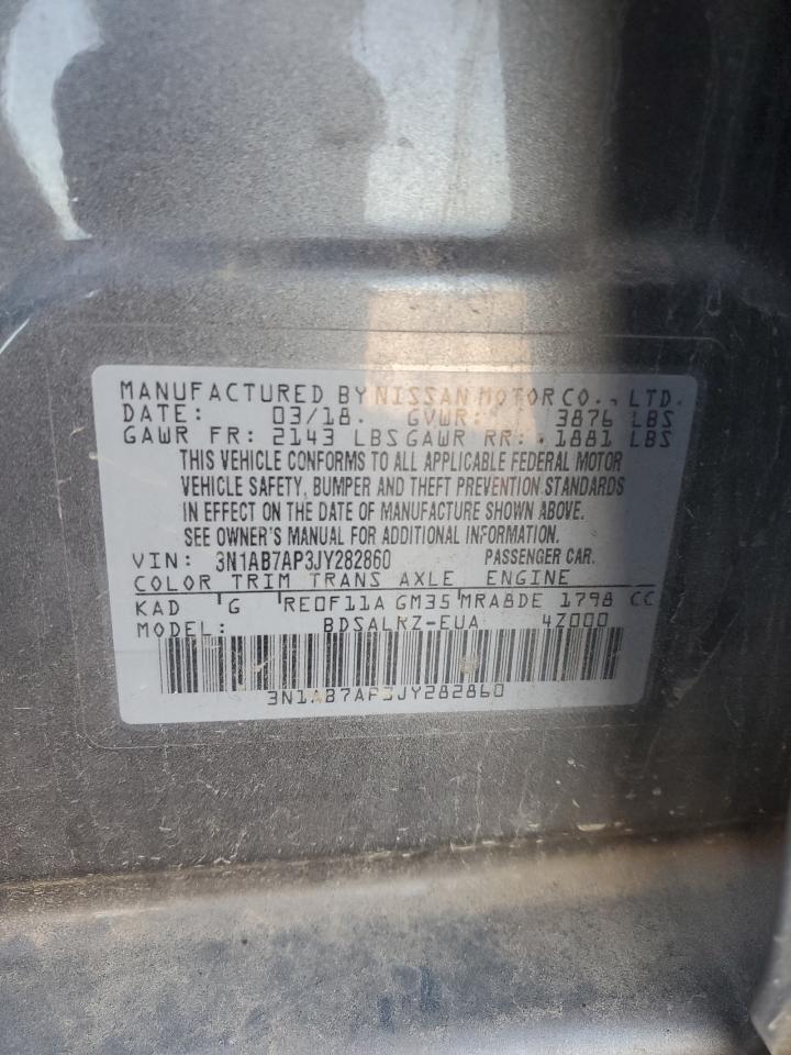 2018 Nissan Sentra S VIN: 3N1AB7AP3JY282860 Lot: 70172455