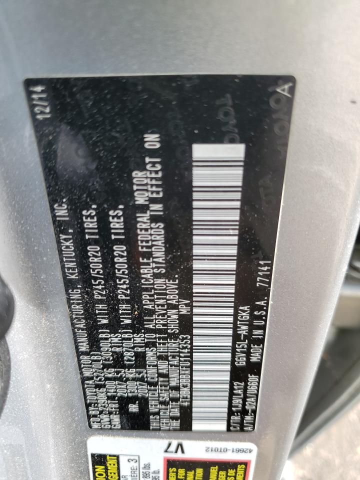 2015 Toyota Venza Le VIN: 4T3BK3BBXFU114353 Lot: 67610735