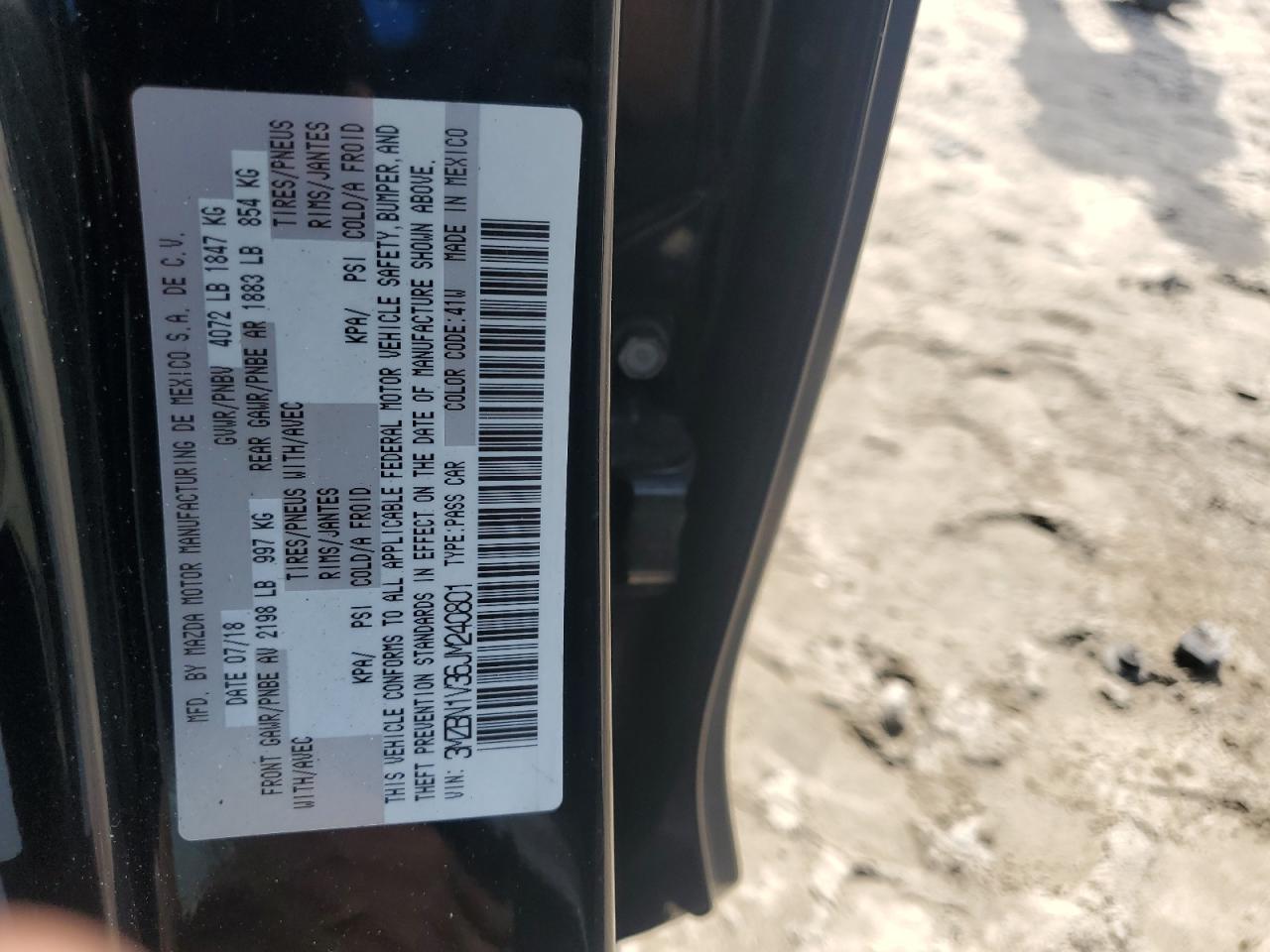 2018 Mazda 3 Touring VIN: 3MZBN1V36JM240801 Lot: 69517765