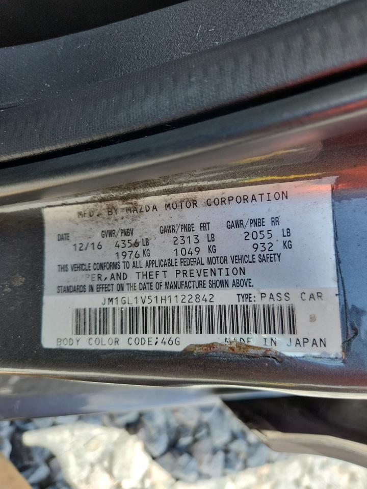 2017 Mazda 6 Touring VIN: JM1GL1U51H1122842 Lot: 67783975