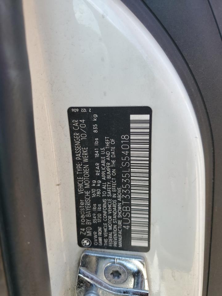 2005 BMW Z4 2.5 VIN: 4USBT33535LS54018 Lot: 69460305