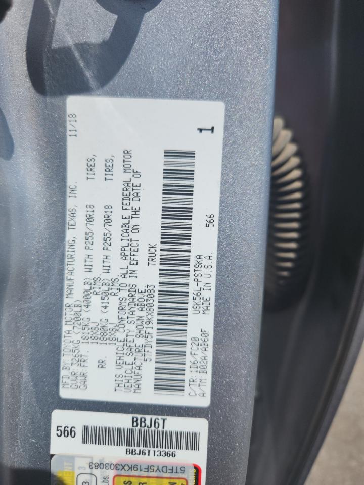 2019 Toyota Tundra Crewmax Sr5 VIN: 5TFDY5F19KX803083 Lot: 70748285