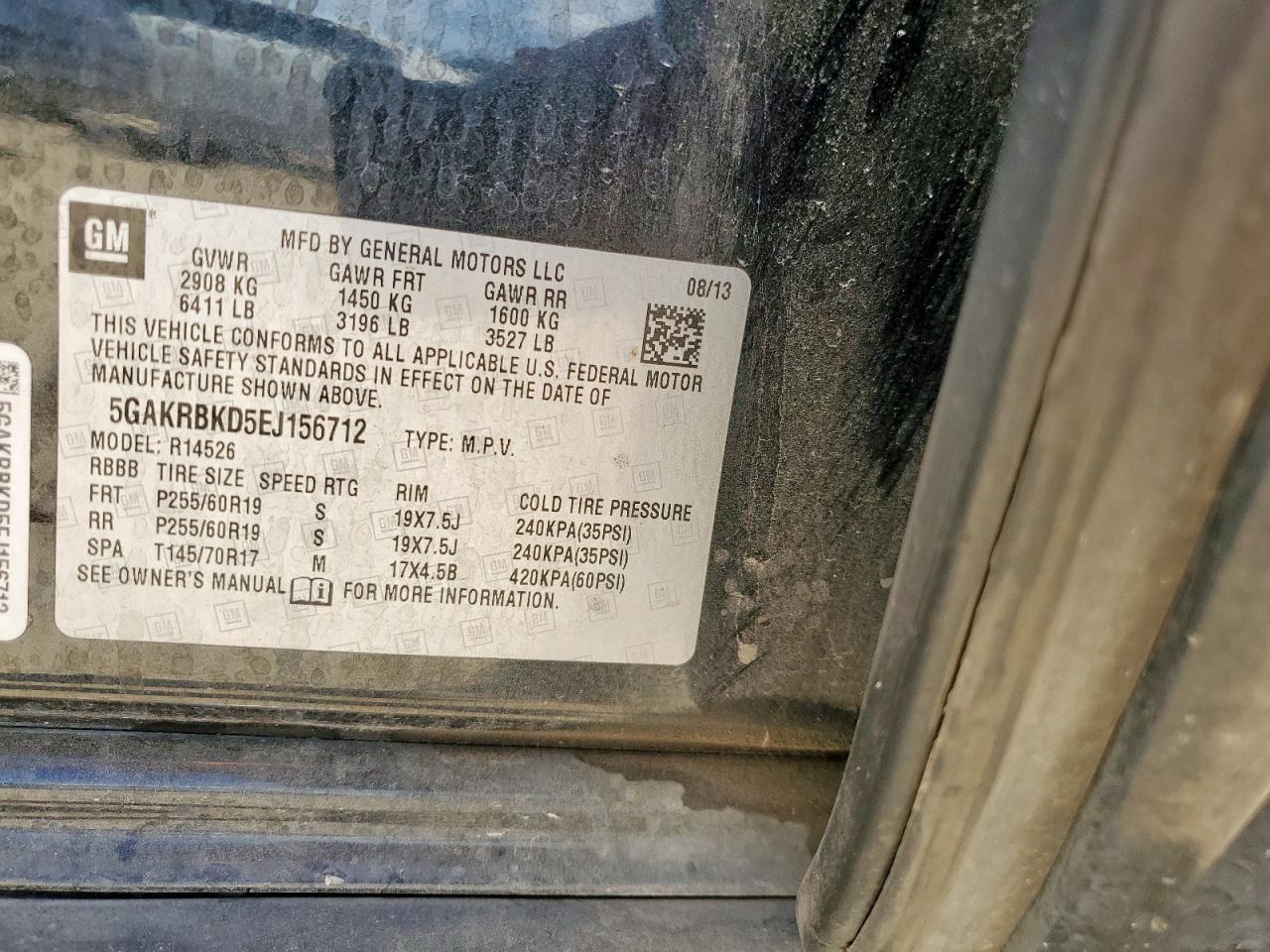 2014 Buick Enclave VIN: 5GAKRBKD5EJ156712 Lot: 70858215