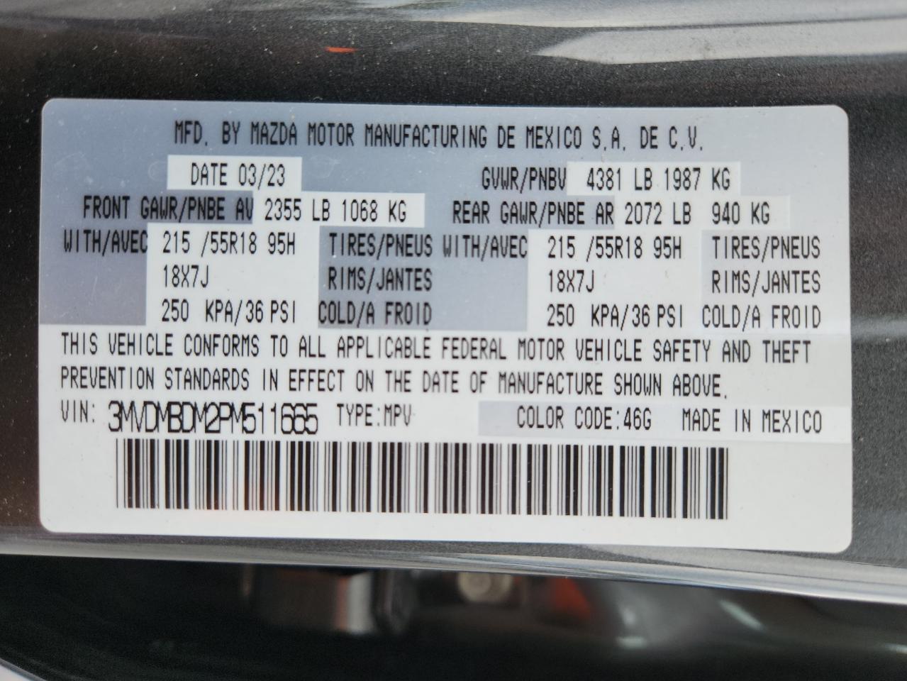 2023 Mazda Cx-30 Premium VIN: 3MVDMBDM2PM511665 Lot: 70168305