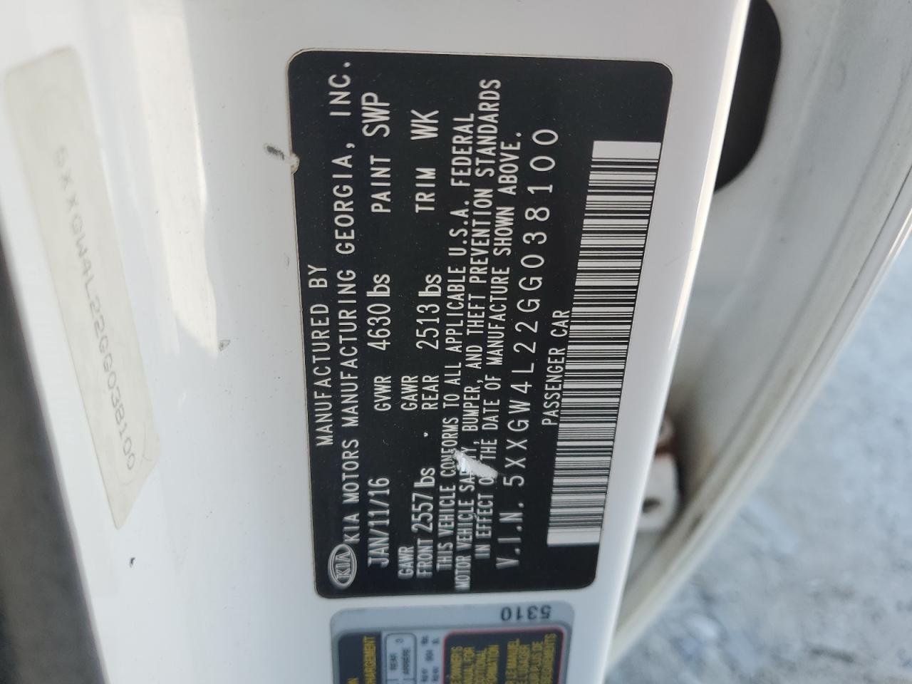 2016 Kia Optima Sx VIN: 5XXGW4L22GG038100 Lot: 70194815