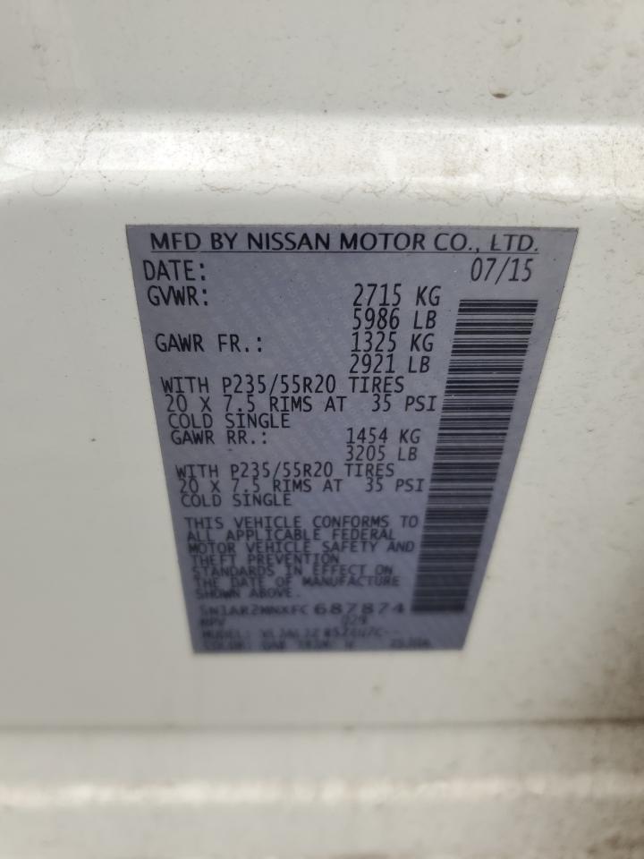 2015 Nissan Pathfinder S VIN: 5N1AR2MNXFC687874 Lot: 70423175
