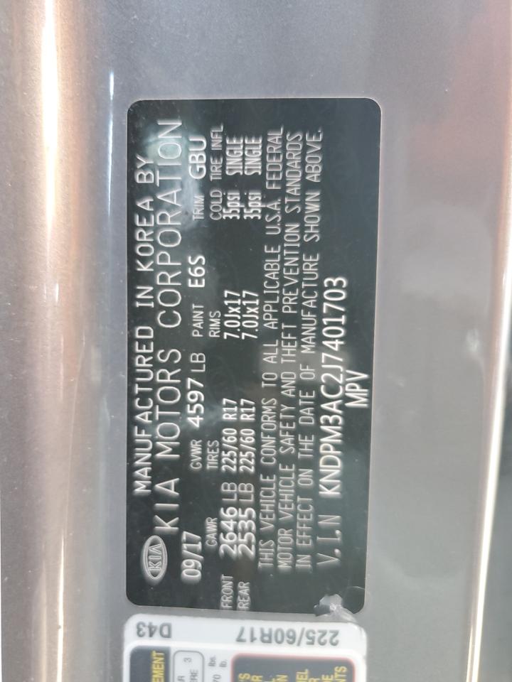 2018 Kia Sportage Lx VIN: KNDPM3AC2J7401703 Lot: 67593445