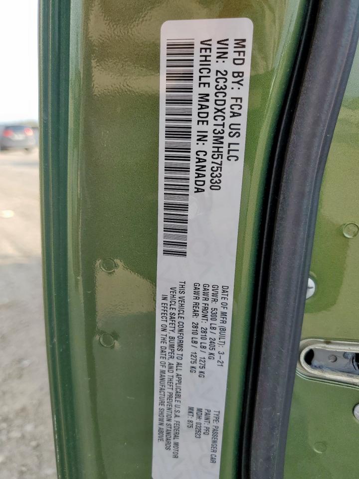 2021 Dodge Charger R/T VIN: 2C3CDXCT3MH575330 Lot: 67855325