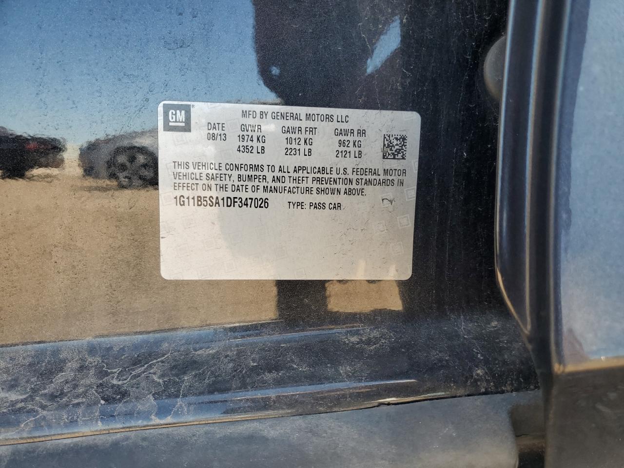 2013 Chevrolet Malibu Ls VIN: 1G11B5SA1DF347026 Lot: 70429385