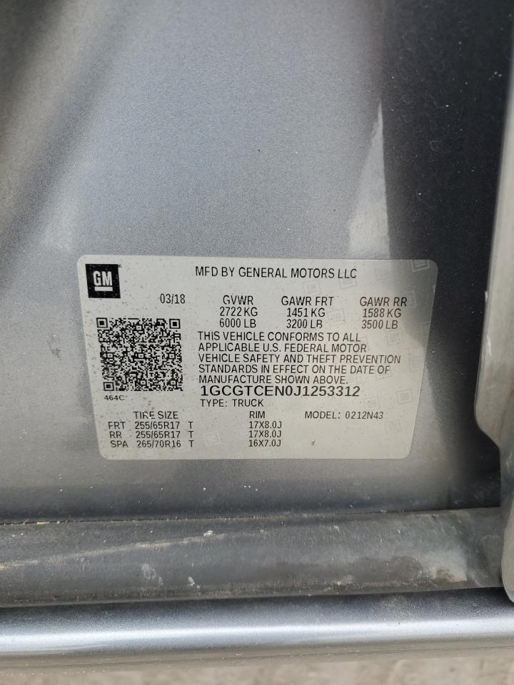 2018 Chevrolet Colorado Lt VIN: 1GCGTCEN0J1253312 Lot: 67284335