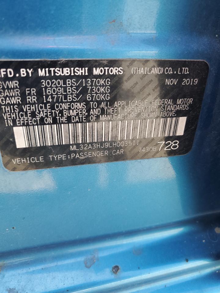 2020 Mitsubishi Mirage Es VIN: ML32A3HJ9LH003511 Lot: 69569535