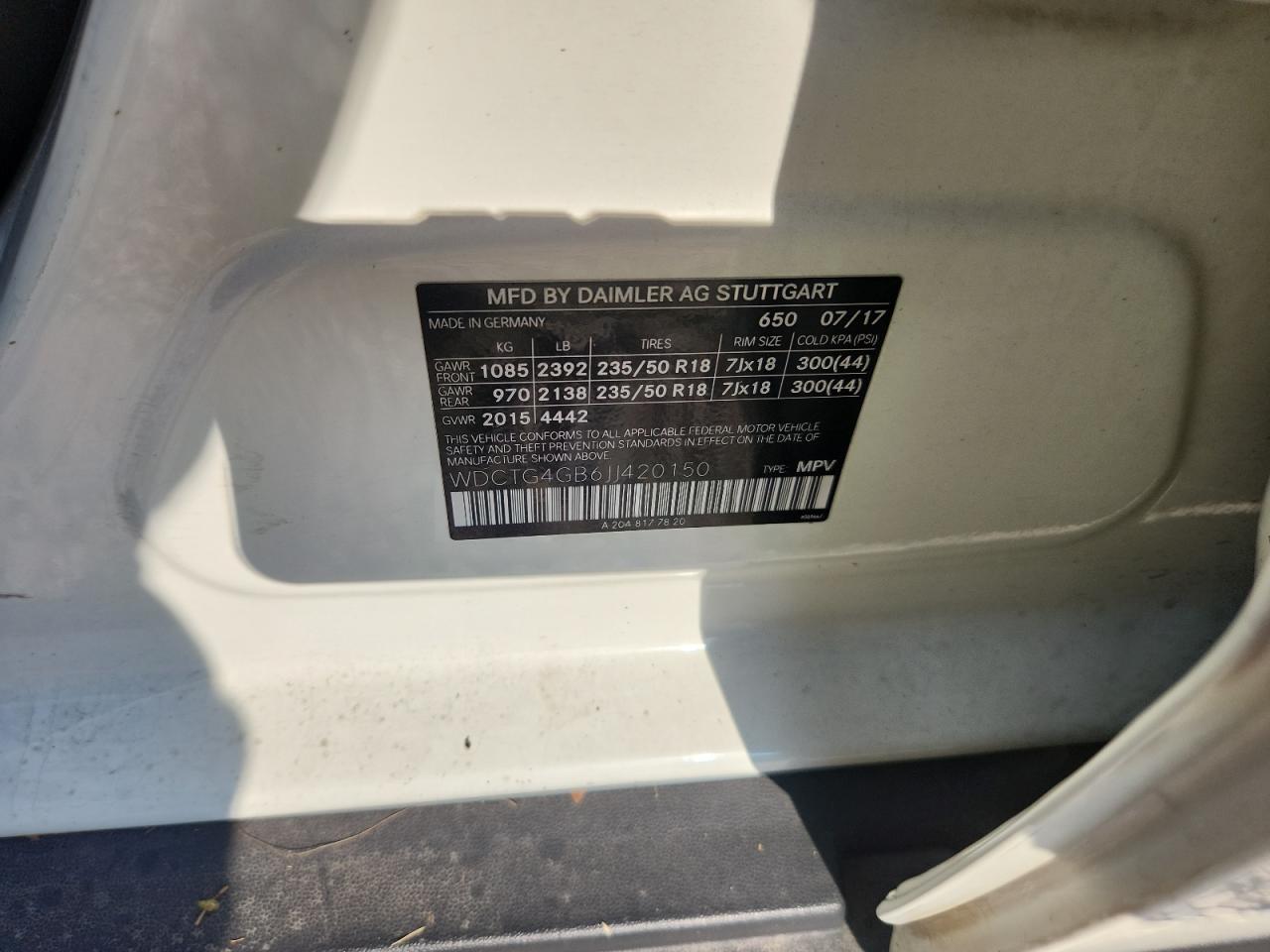 2018 Mercedes-Benz Gla 250 4Matic VIN: WDCTG4GB6JJ420150 Lot: 69364945