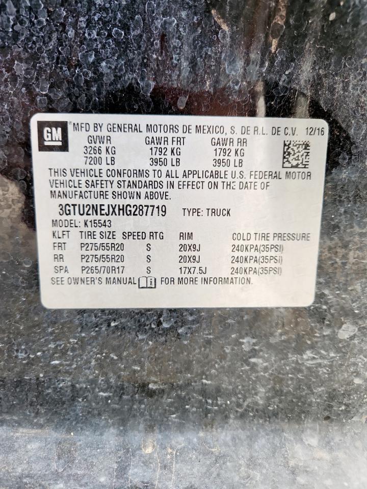 2017 GMC Sierra K1500 Slt VIN: 3GTU2NEJXHG287719 Lot: 70507845