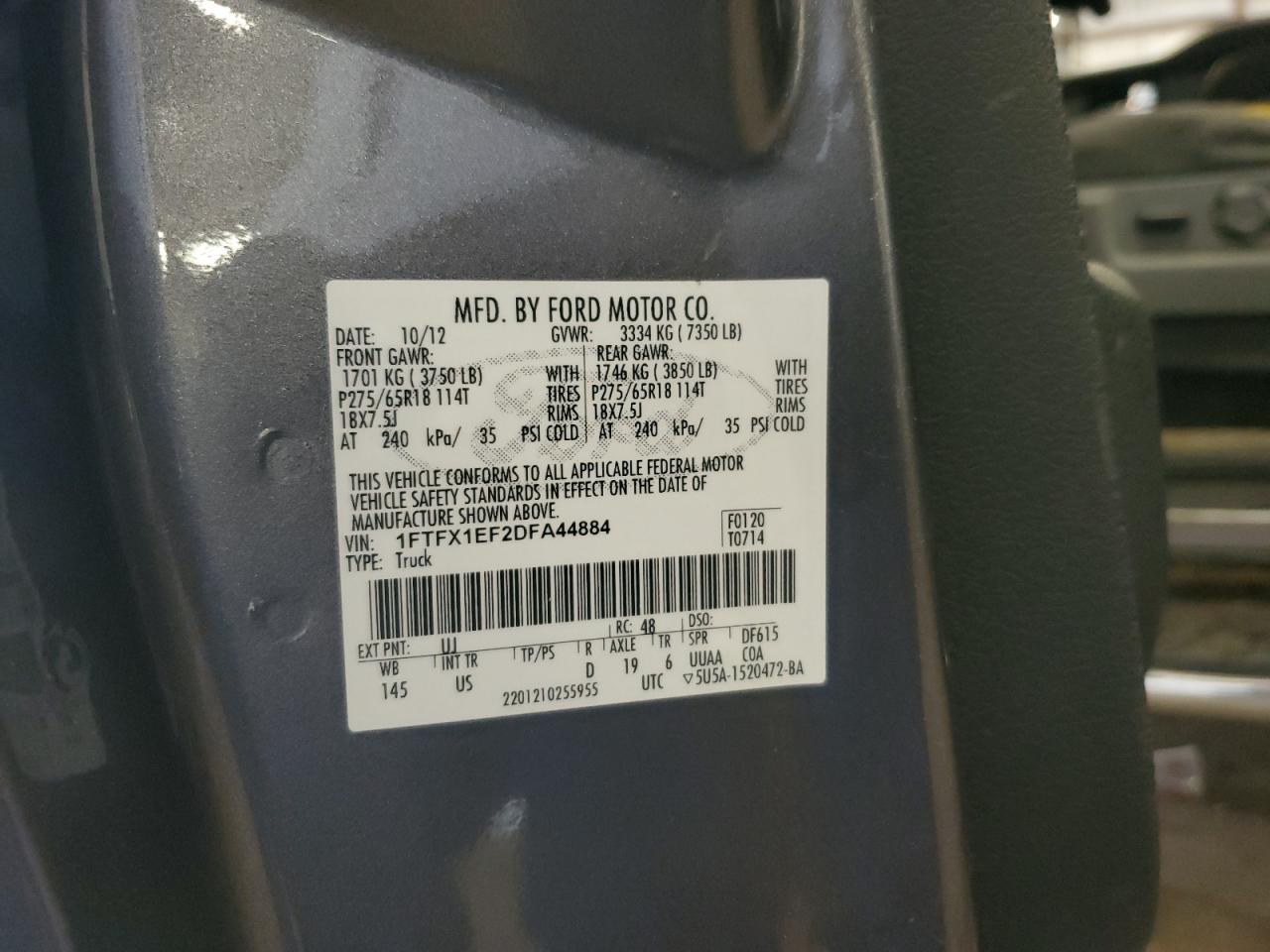 2013 Ford F150 Super Cab VIN: 1FTFX1EF2DFA44884 Lot: 67766645