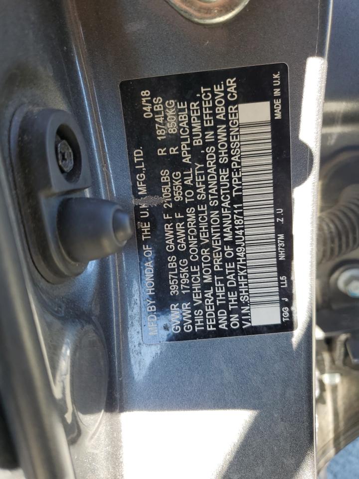 2018 Honda Civic Sport VIN: SHHFK7H49JU418711 Lot: 69552585