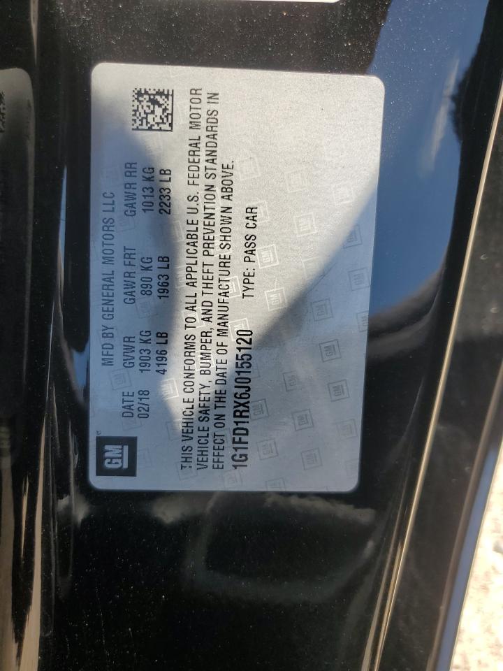 2018 Chevrolet Camaro Lt VIN: 1G1FD1RX6J0155120 Lot: 67959605