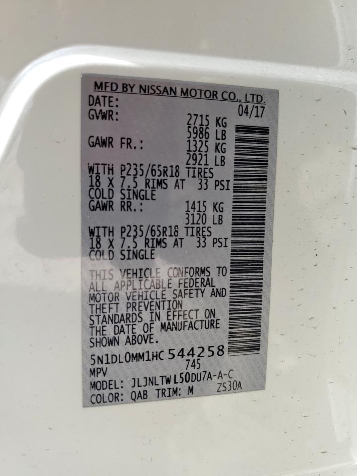 2017 Infiniti Qx60 VIN: 5N1DL0MM1HC544258 Lot: 67534975