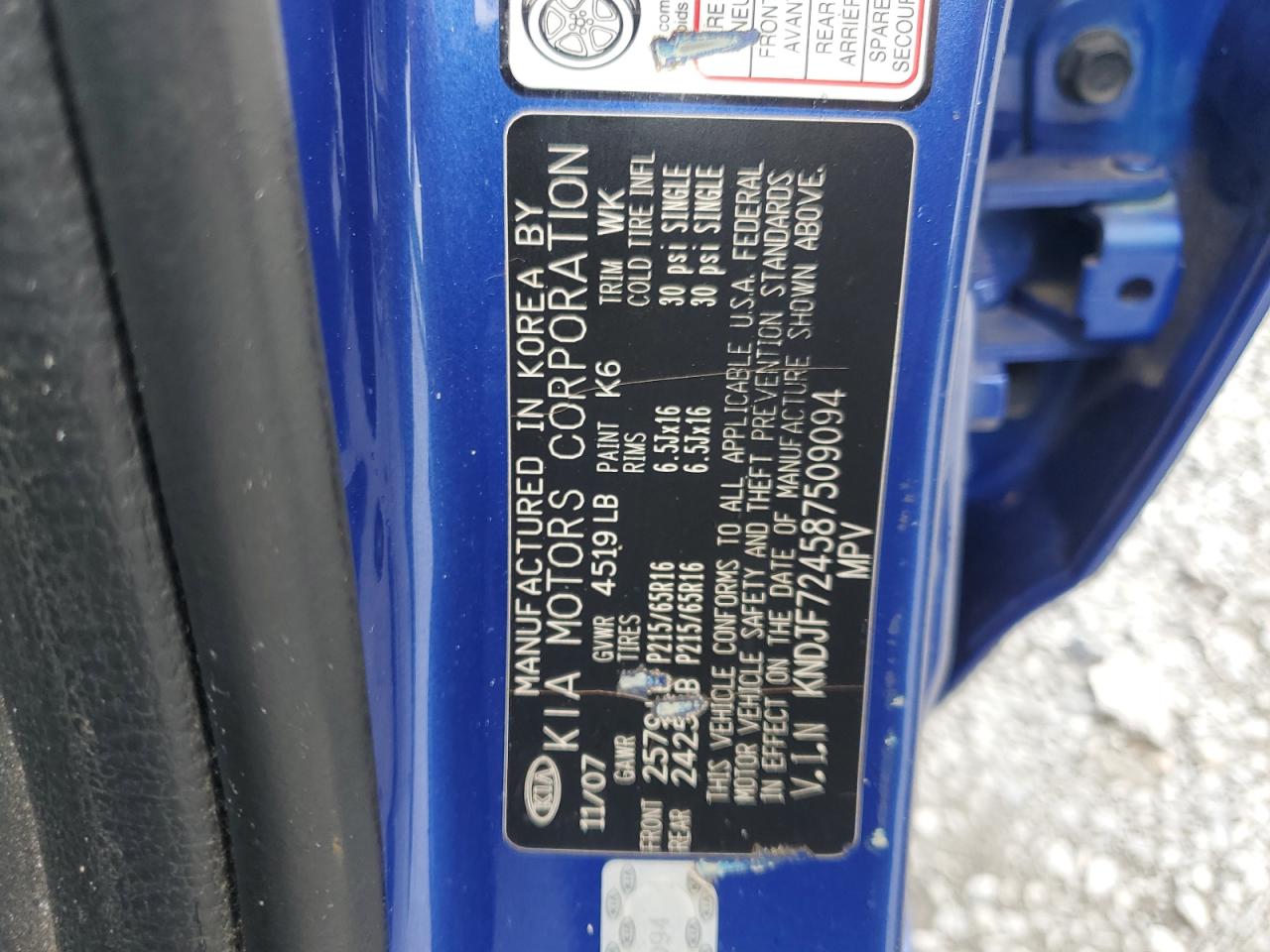 2008 Kia Sportage Lx VIN: KNDJF724587509094 Lot: 67562095