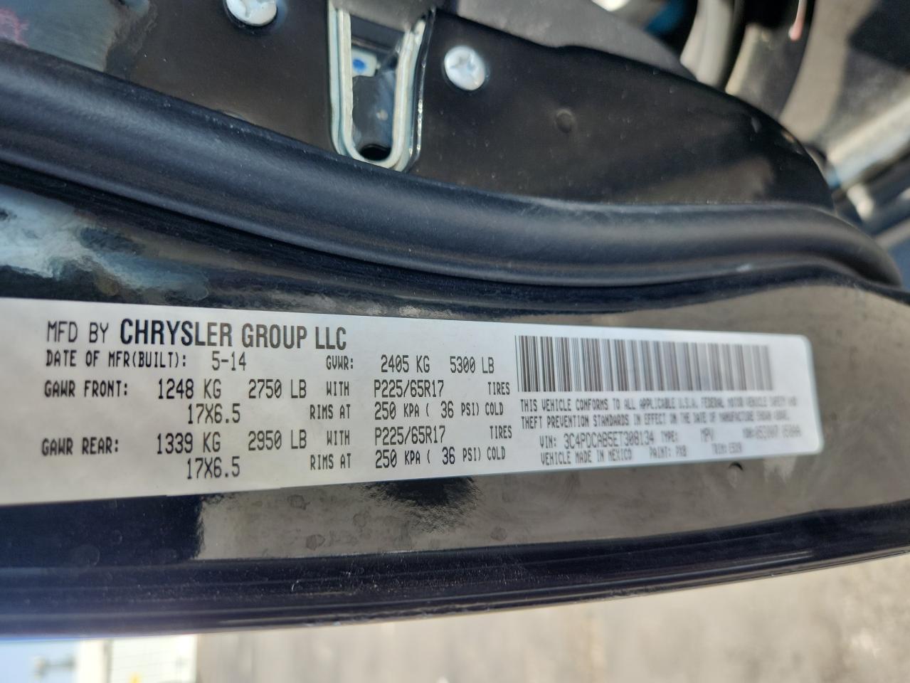 2014 Dodge Journey Se VIN: 3C4PDCAB5ET308134 Lot: 69113565