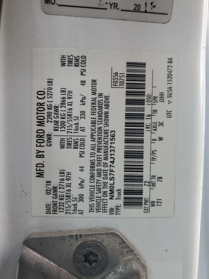 2018 Ford Transit Connect Xlt VIN: NM0LS7F74J1371563 Lot: 68654095