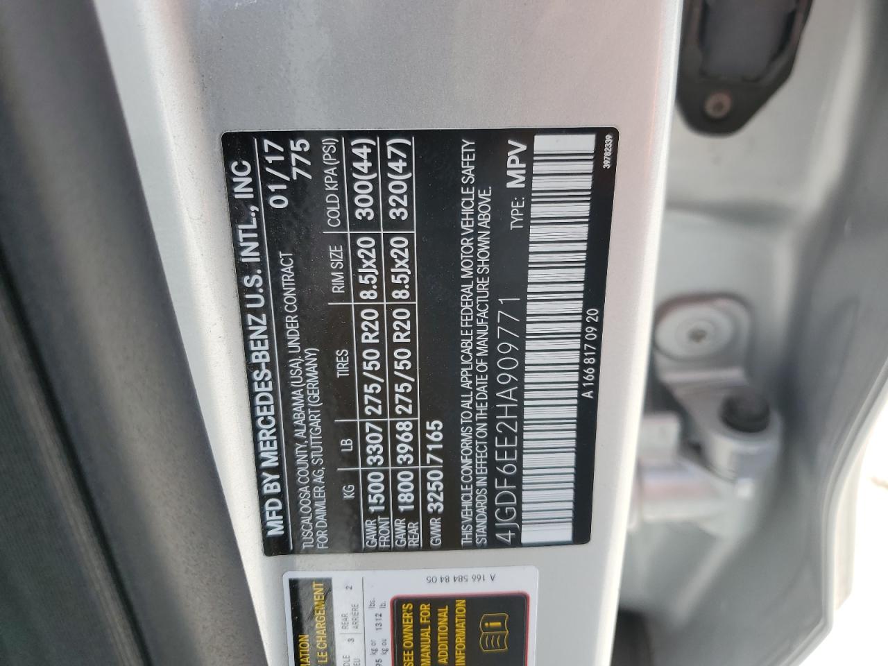 2017 Mercedes-Benz Gls 450 4Matic VIN: 4JGDF6EE2HA909771 Lot: 66718175