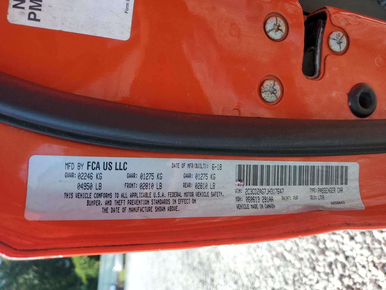 2018 Dodge Challenger Sxt VIN: 2C3CDZAG7JH317647 Lot: 68084405