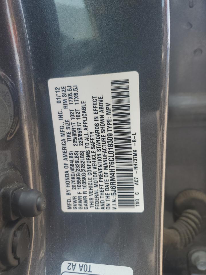 2012 Honda Cr-V Exl VIN: 5J6RM4H76CL018309 Lot: 67870585