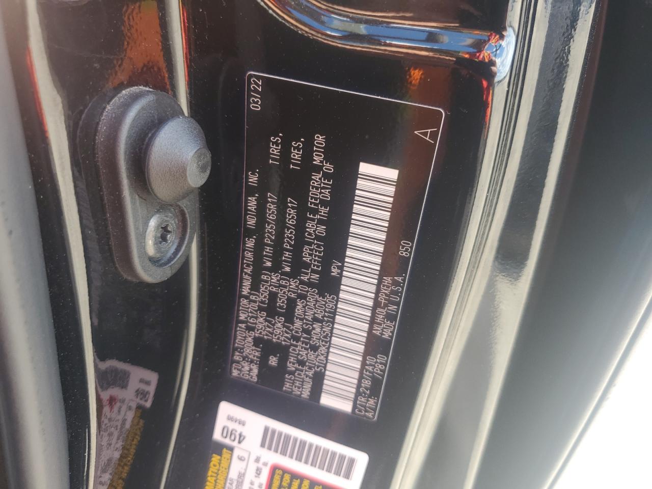 2022 Toyota Sienna Le VIN: 5TDKRKEC5NS111905 Lot: 70765145