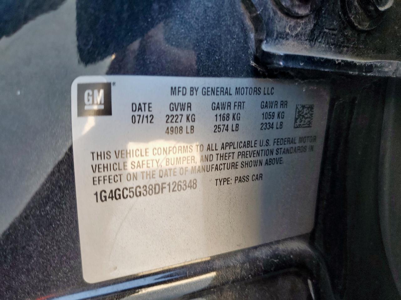 2013 Buick Lacrosse VIN: 1G4GC5G38DF126348 Lot: 69072265