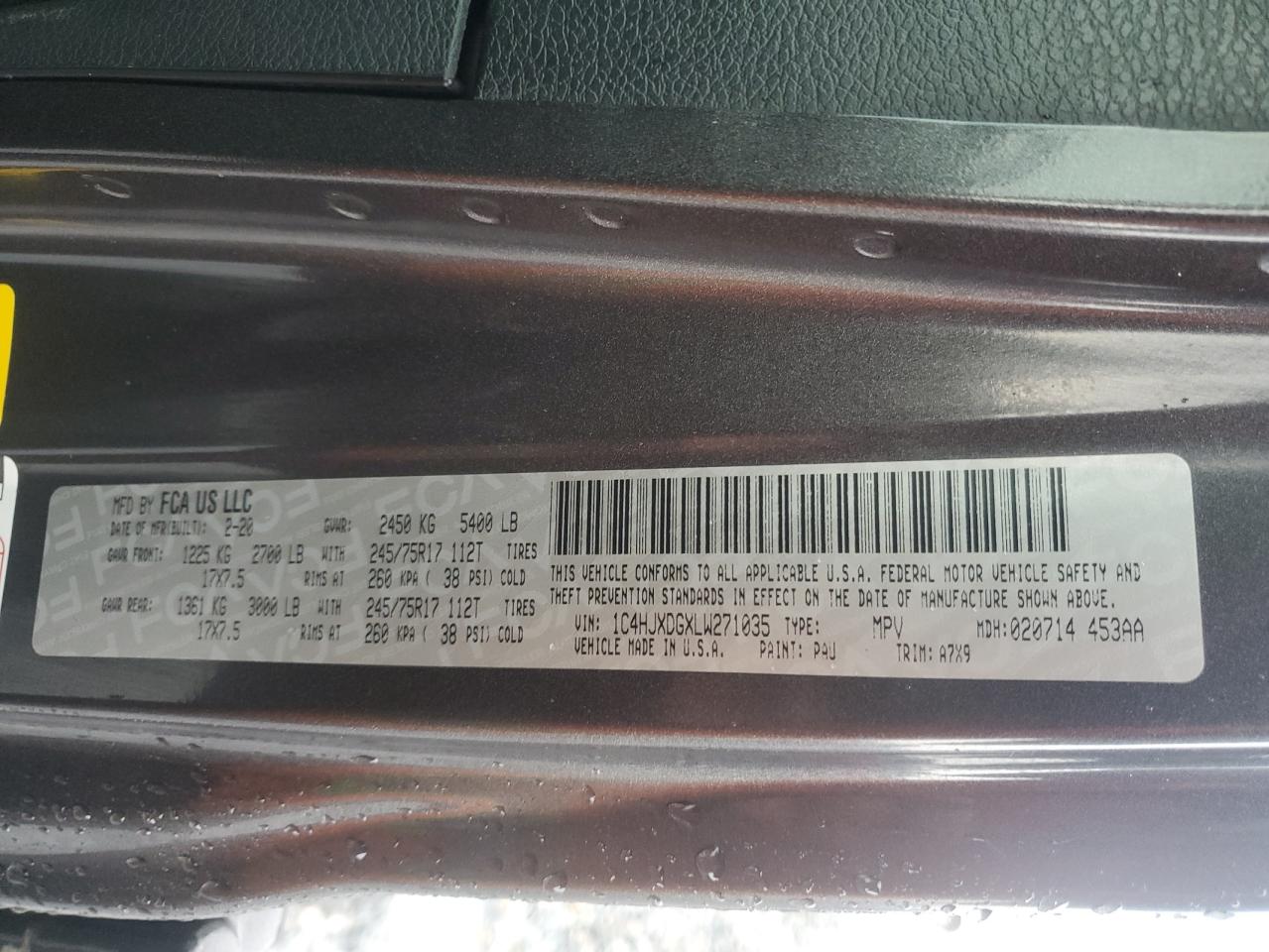 2020 Jeep Wrangler Unlimited Sport VIN: 1C4HJXDGXLW271035 Lot: 70529845