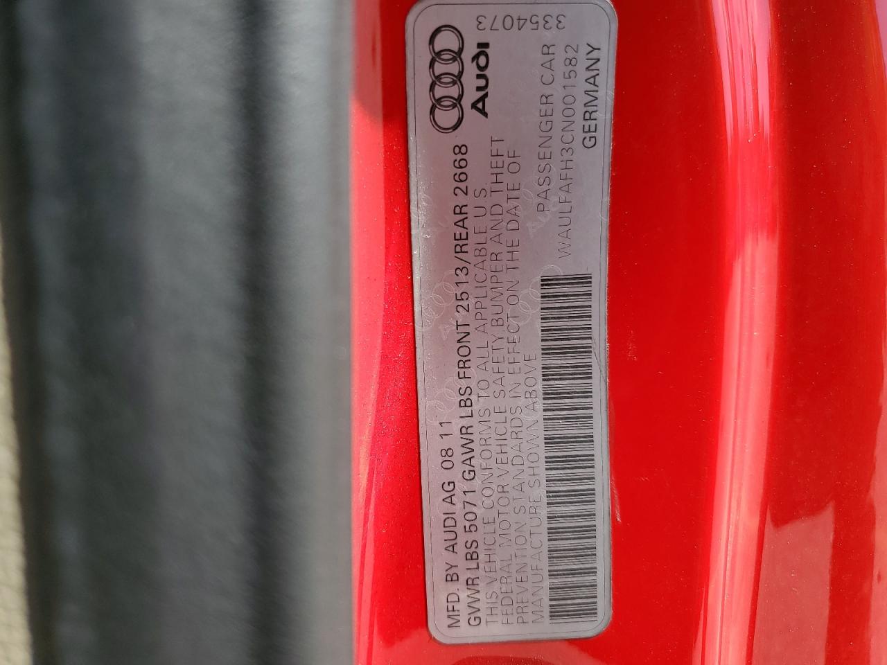 2012 Audi A5 Premium Plus VIN: WAULFAFH3CN001582 Lot: 70884315