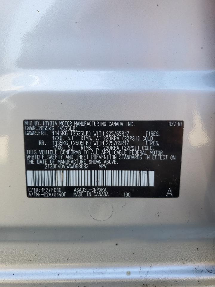 2010 Toyota Rav4 VIN: 2T3BF4DV5AW068683 Lot: 68227725