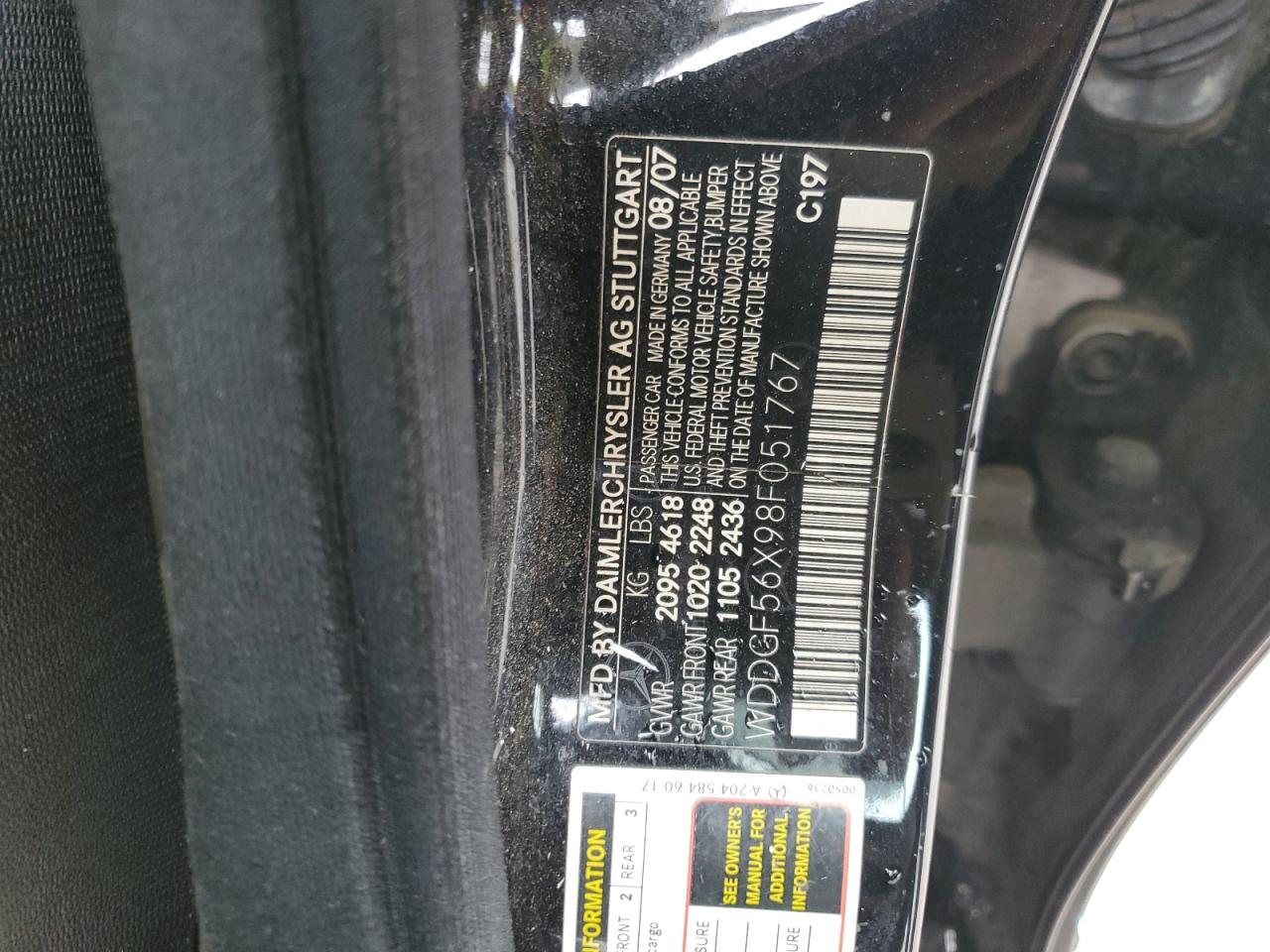 2008 Mercedes-Benz C 350 VIN: WDDGF56X98F051767 Lot: 70266245