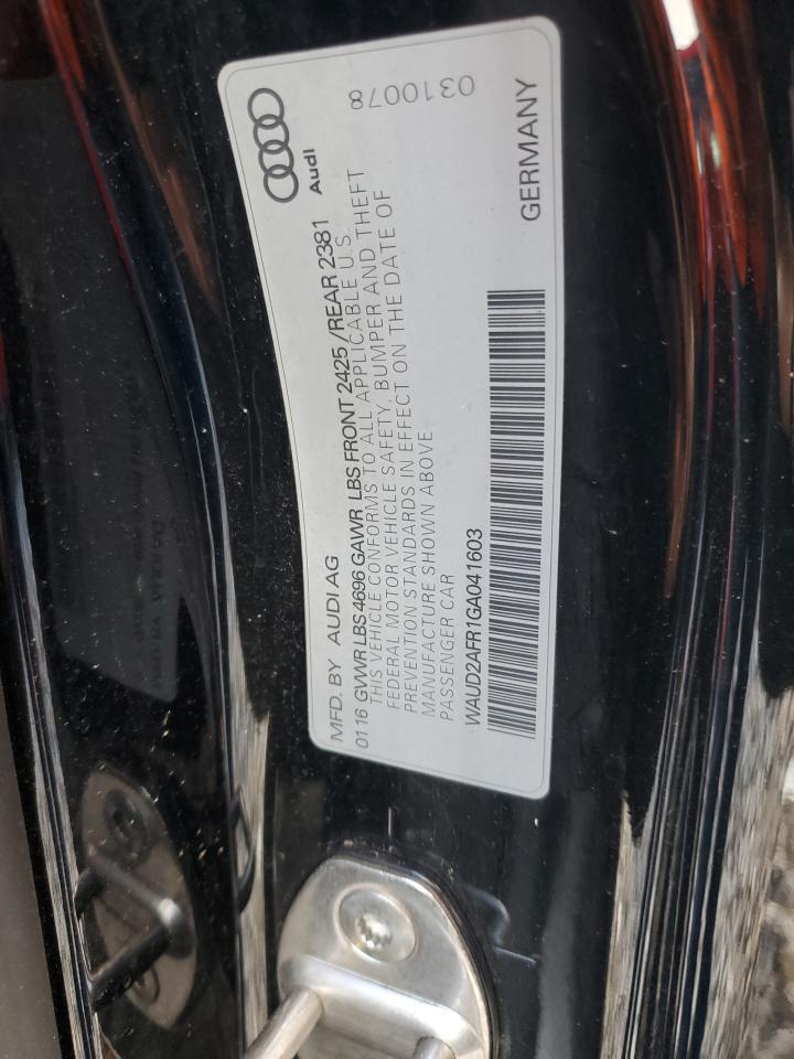 2016 Audi A5 Premium Plus S-Line VIN: WAUD2AFR1GA041603 Lot: 69259085