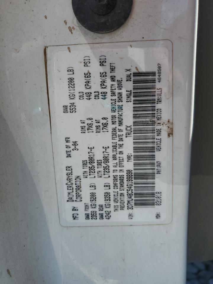 2004 Dodge Ram 3500 St VIN: 3D7MU48C54G199890 Lot: 70343385