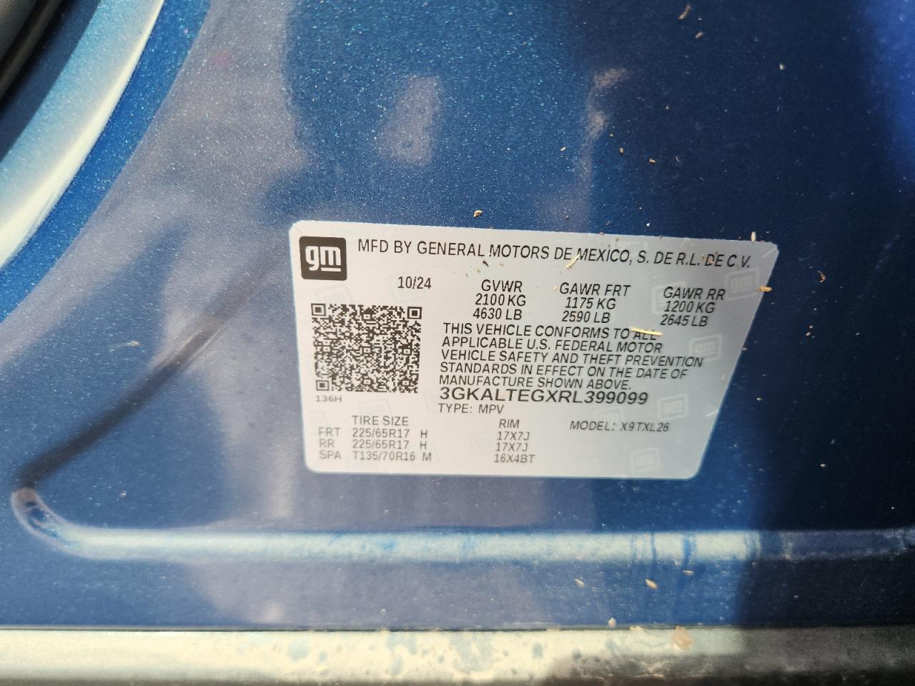 2024 GMC Terrain Sle VIN: 3GKALTEGXRL399099 Lot: 69202725