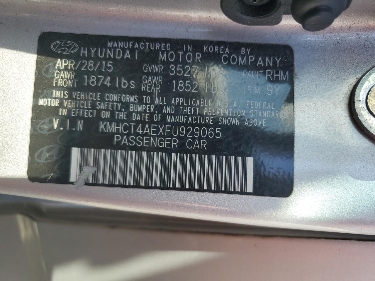 2015 Hyundai Accent Gls VIN: KMHCT4AEXFU929065 Lot: 70596675