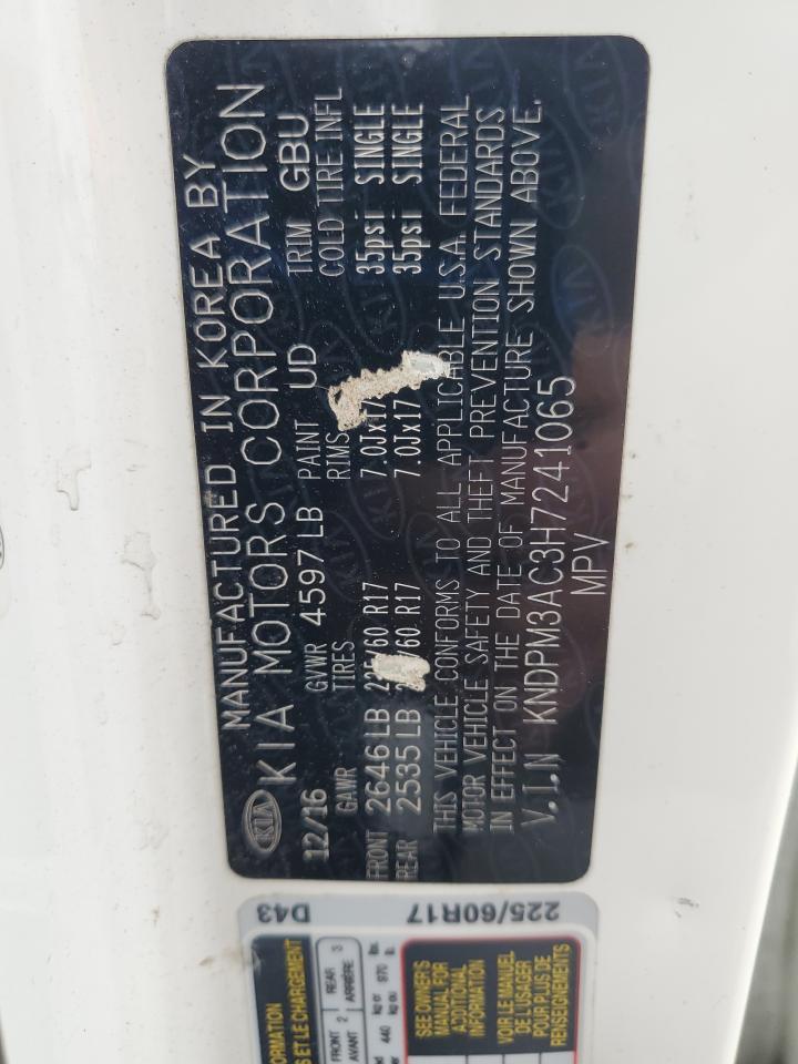 2017 Kia Sportage Lx VIN: KNDPM3AC3H7241065 Lot: 69069725