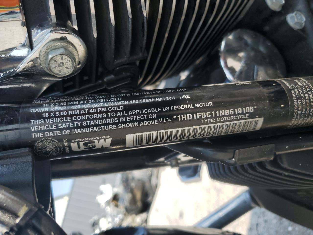 2022 Harley-Davidson Flhr VIN: 1HD1FBC11NB619106 Lot: 68995905