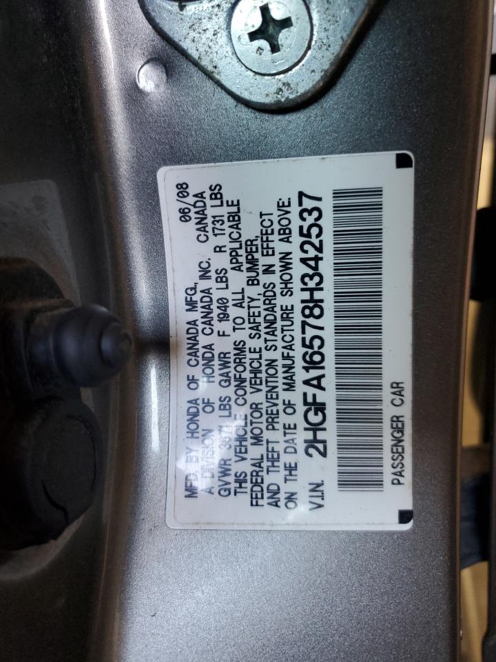 2008 Honda Civic Lx VIN: 2HGFA16578H342537 Lot: 69814875