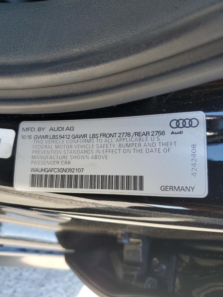 2016 Audi A6 Prestige VIN: WAUHGAFC3GN092107 Lot: 68334765