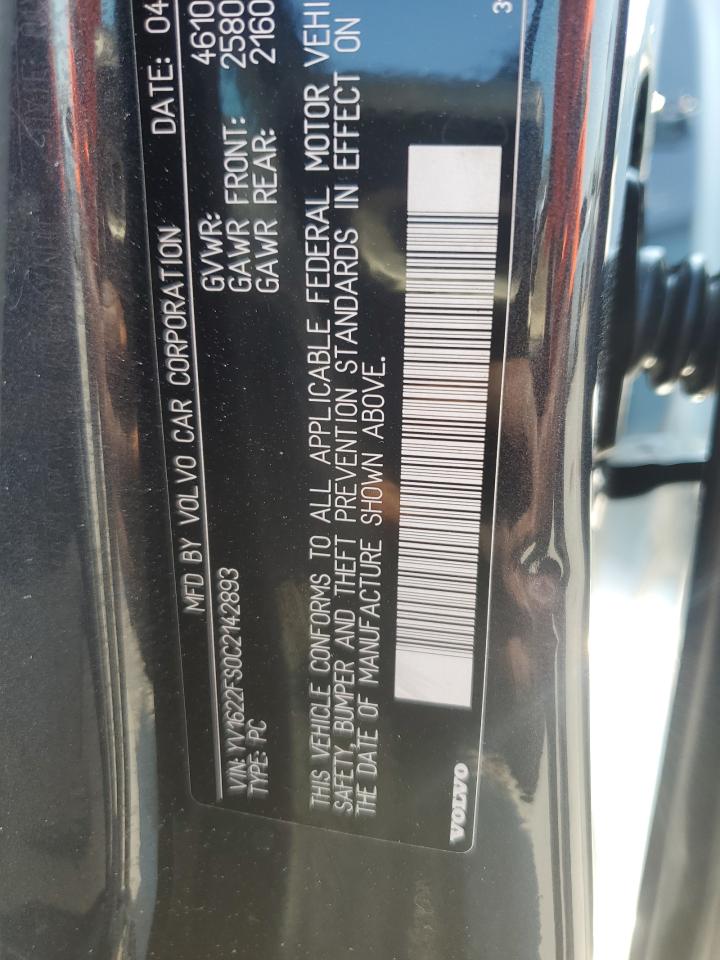 2012 Volvo S60 T5 VIN: YV1622FS0C2142893 Lot: 68221935